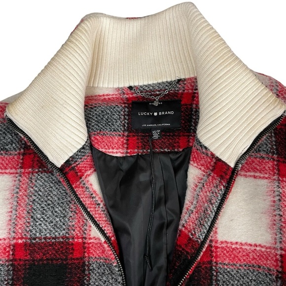 Lucky Brand Wool Oversized Buffalo Checker Plaid Zip Jacket Shacket - Picture 8 of 16